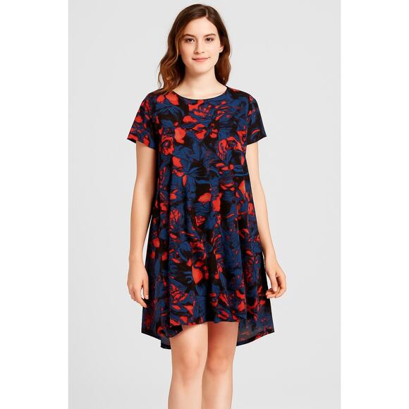 LuLaRoe Women's High-Low Floral Swing Dress Size Small –Short Sleeve Multicolor - Picture 1 of 5